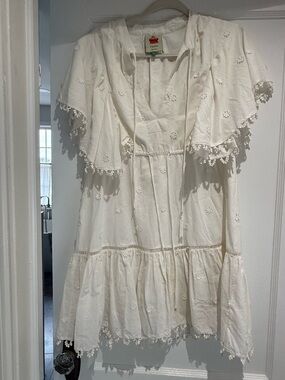 FARM Rio White 3D flower dress